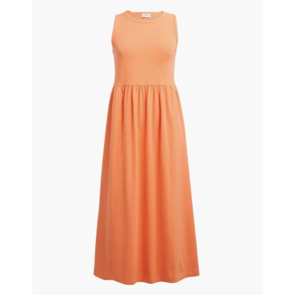 J Crew MIDI Dress Cotton NWTS Stretchy Sleeveless Peach Color Large BR873 1E - Picture 2 of 10